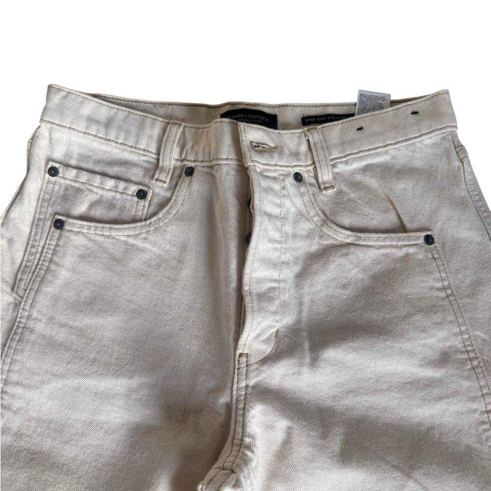 Banana Republic Premium Denim Ranger High-Rise Straight Jeans - Size 27 Ecru - Picture 2 of 10